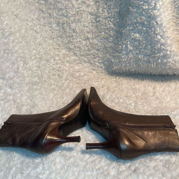 Paraphrase leather metallic Bronze ankle boots pointed toe side zipper SZ9M - Picture 4 of 9